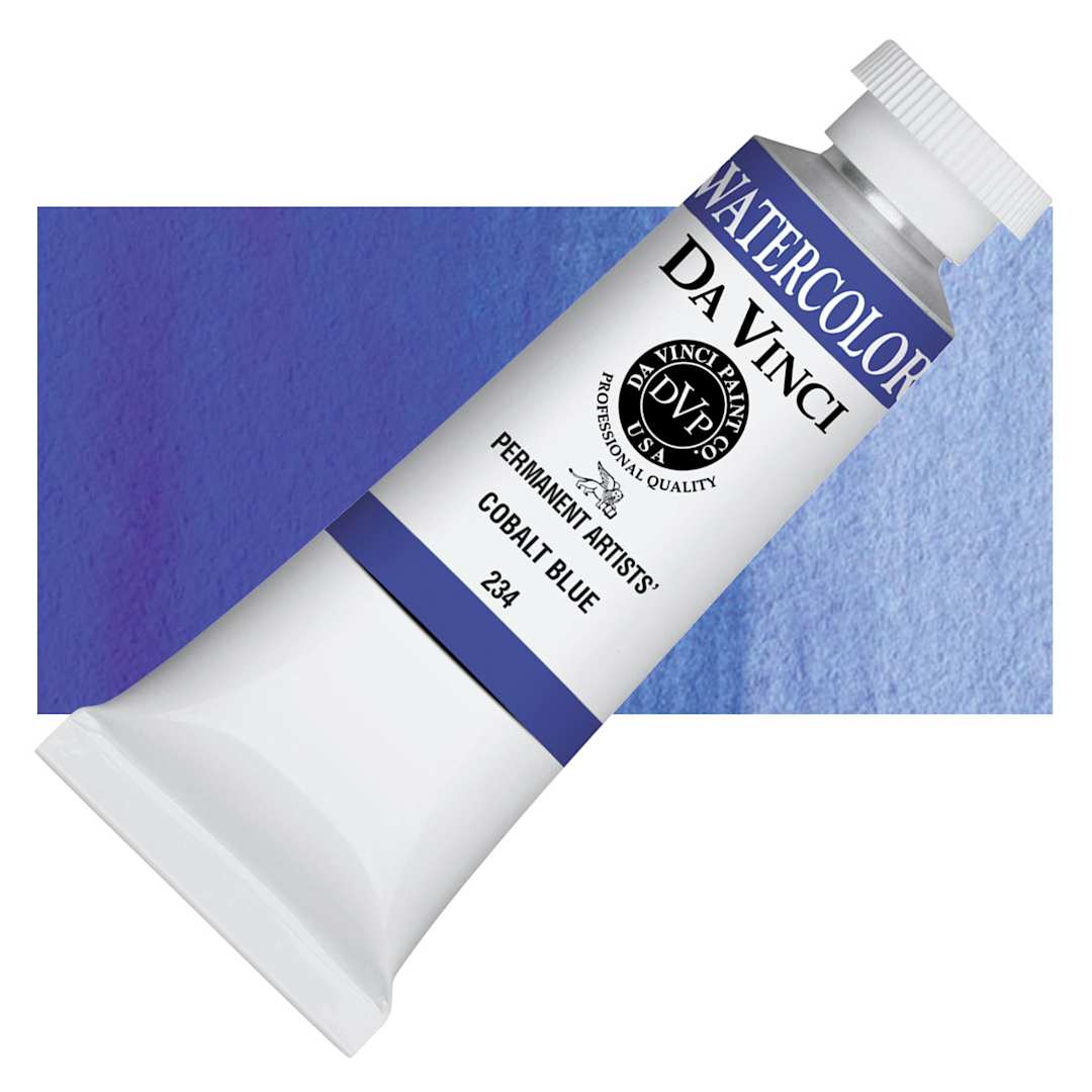 Open in modal - Da Vinci Artists' Permanent Watercolor - Cobalt Blue, 37 ml tube and swatch