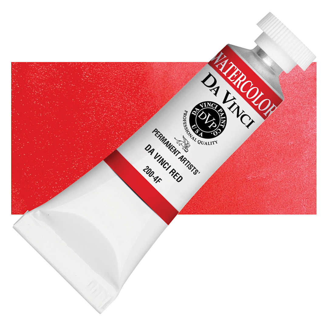 Open in modal - Da Vinci Artists' Permanent Watercolor - Da Vinci Red, 15 ml tube and swatch