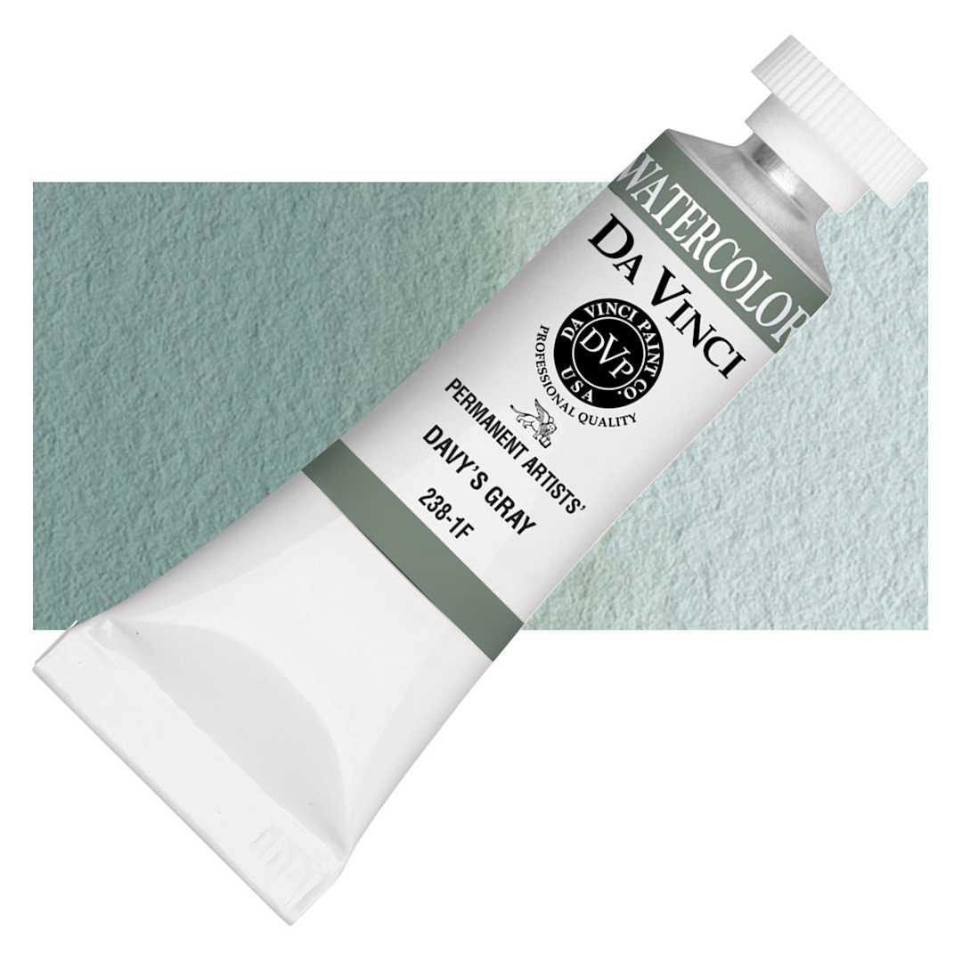 Open in modal - Da Vinci Artists' Permanent Watercolor - Davy's Gray, 15 ml tube and swatch