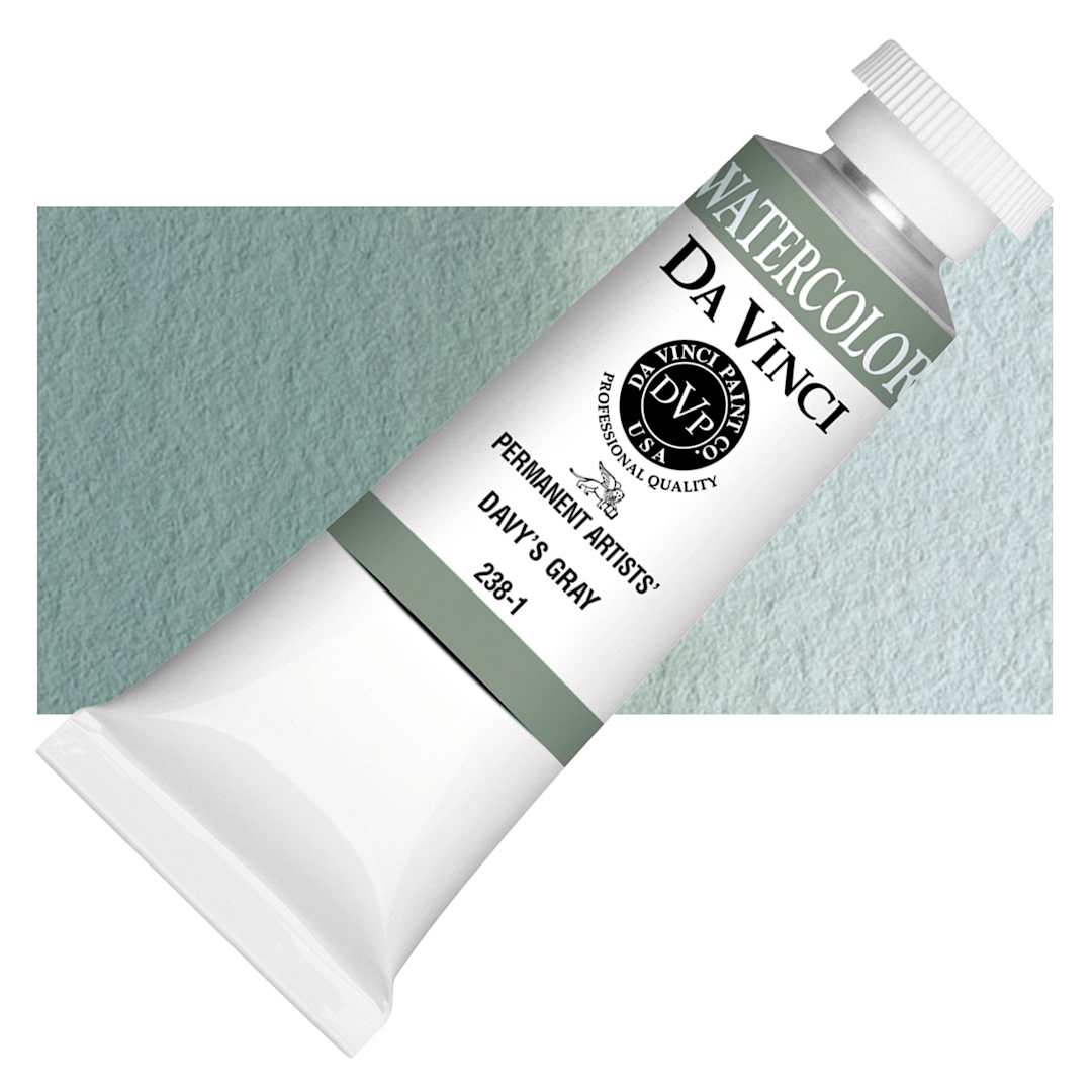 Open in modal - Da Vinci Artists' Permanent Watercolor - Davy's Gray, 37 ml tube and swatch