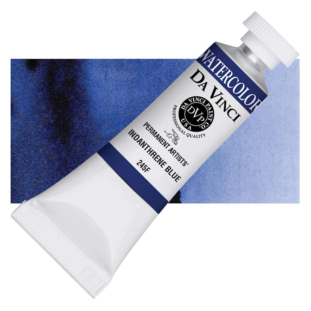 Open in modal - Da Vinci Artists' Permanent Watercolor - Indanthrene Blue, 15 ml tube and swatch