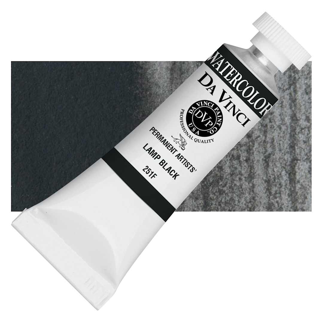 Open in modal - Da Vinci Artists' Permanent Watercolor - Lamp Black, 15 ml tube and swatch
