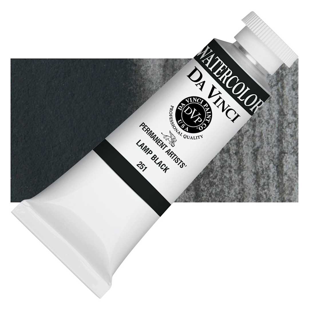 Open in modal - Da Vinci Artists' Permanent Watercolor - Lamp Black, 37 ml tube and swatch