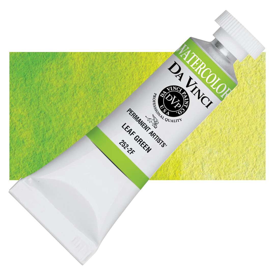 Open in modal - Da Vinci Artists' Permanent Watercolor - Leaf Green, 15 ml tube and swatch