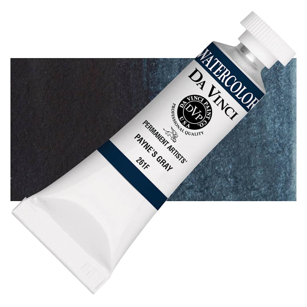 Open in modal - Da Vinci Artists' Permanent Watercolor - Payne's Gray, 15 ml tube and swatch