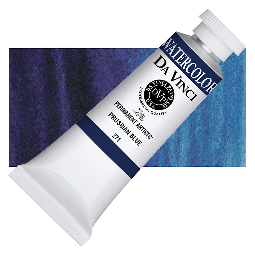 Open in modal - Da Vinci Artists Permanent Watercolor - Prussian Blue, 37 ml tube and swatch