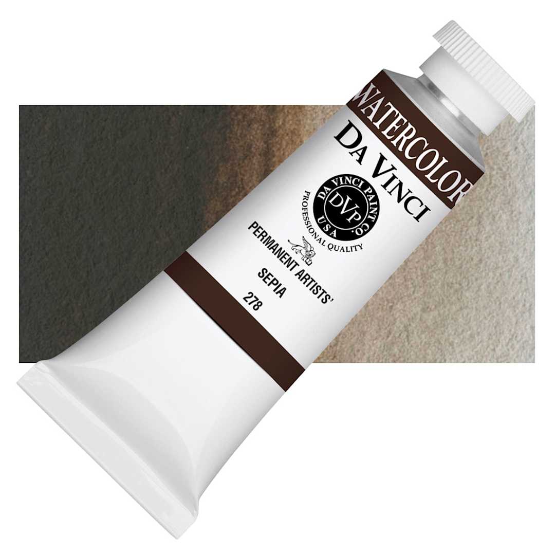 Open in modal - Da Vinci Artists' Permanent Watercolor - Sepia, 37 ml tube and swatch