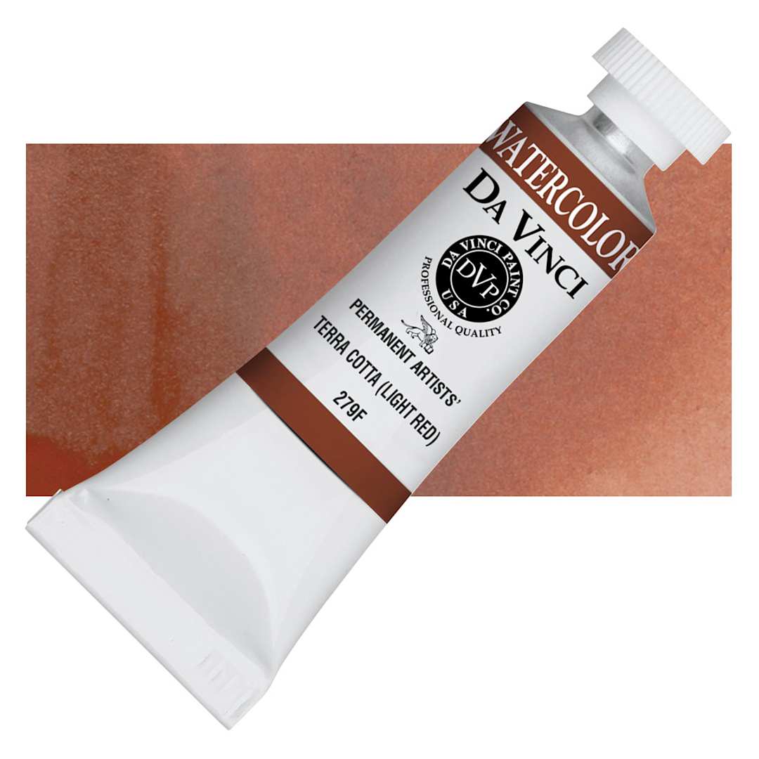 Open in modal - Da Vinci Artists' Permanent Watercolor - Terra Cotta (Light Red), 15 ml tube and swatch