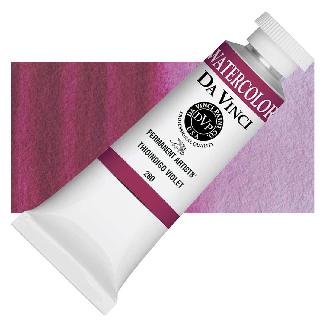 Open in modal - Da Vinci Artists' Permanent Watercolor - Thioindigo Violet, 37 ml tube and swatch