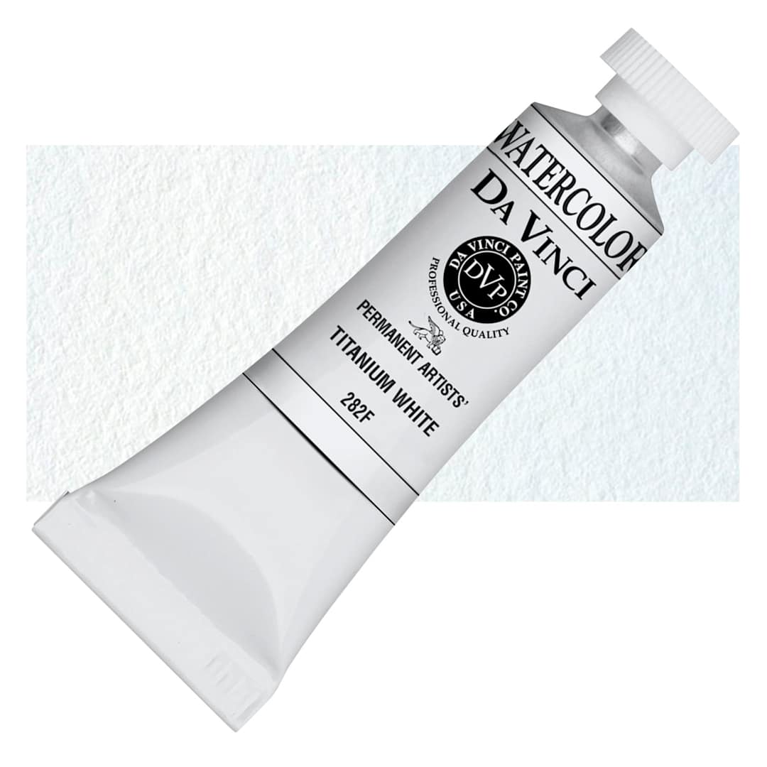 Open in modal - Da Vinci Artists' Permanent Watercolor - Titanium White, 15 ml tube and swatch
