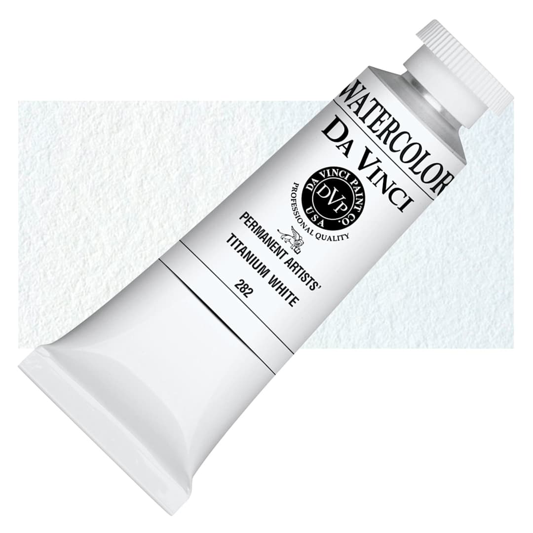 Open in modal - Da Vinci Artists' Permanent Watercolor - Titanium White, 37 ml tube and swatch