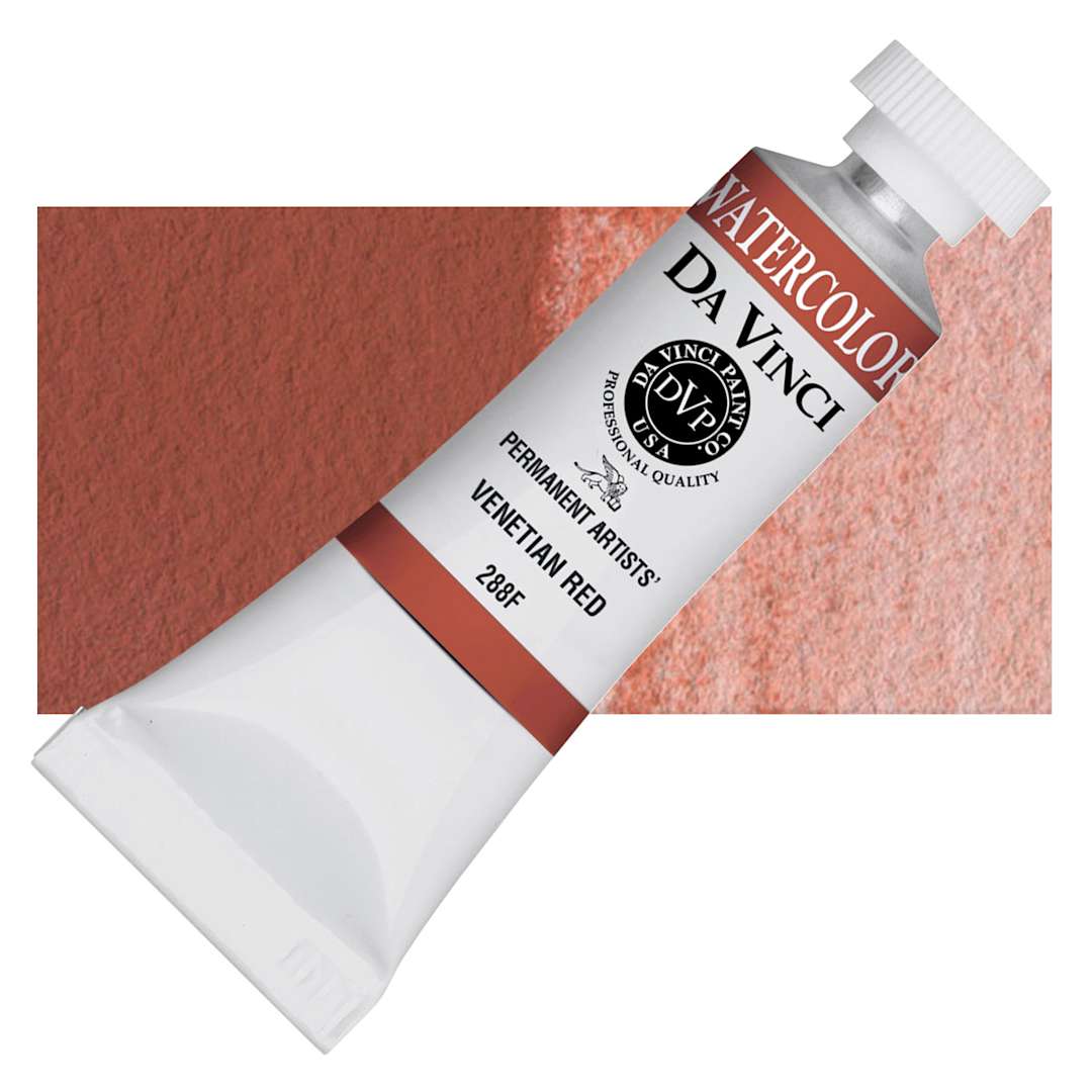 Open in modal - Da Vinci Artists' Permanent Watercolor - Venetian Red, 15 ml tube and swatch