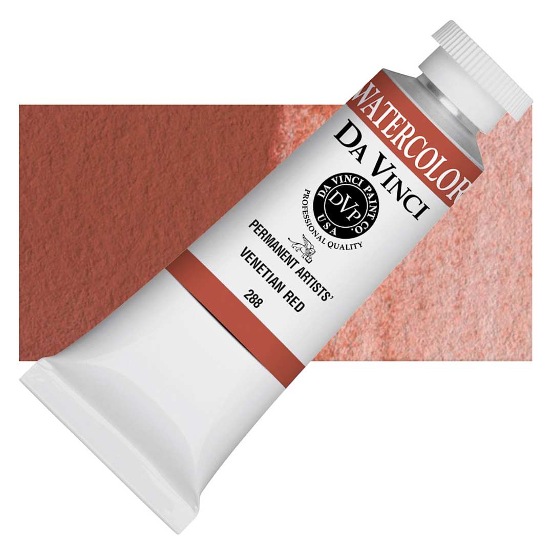 Open in modal - Da Vinci Artists' Permanent Watercolor - Venetian Red, 37 ml tube and swatch