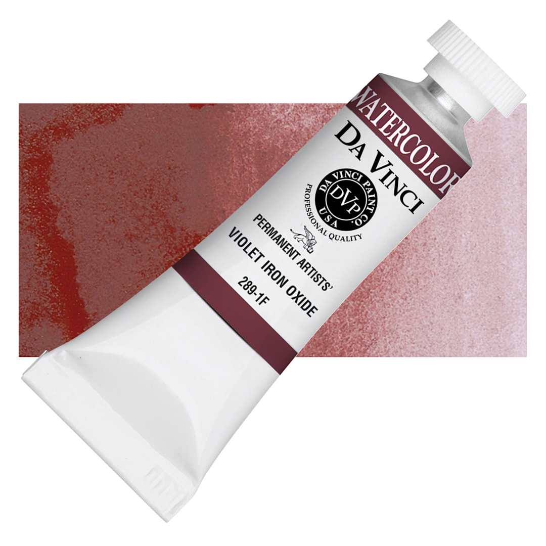 Open in modal - Da Vinci Artists' Permanent Watercolor - Violet Iron Oxide, 15 ml tube and swatch
