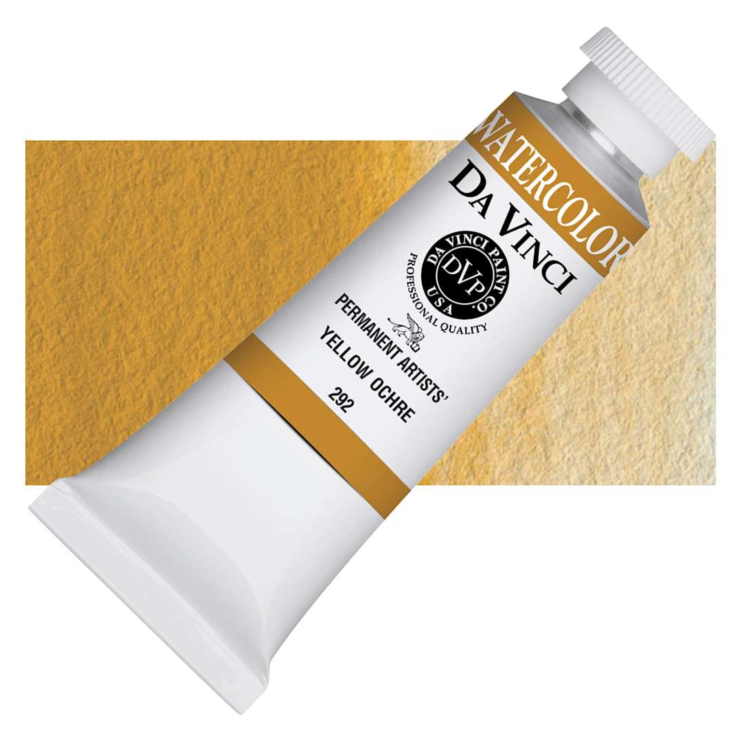 Open in modal - Da Vinci Artists' Permanent Watercolor - Yellow Ochre, 37 ml tube and swatch