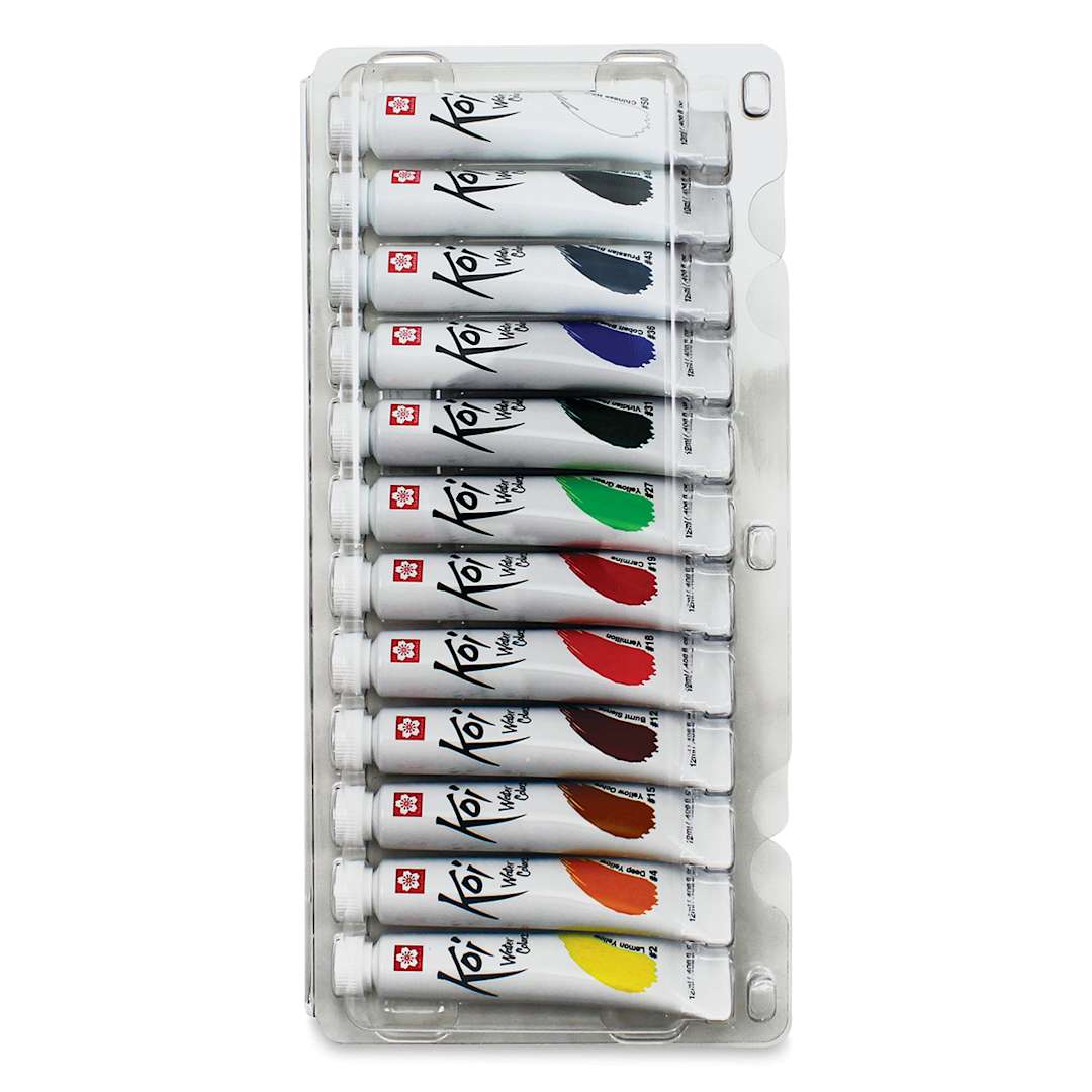 Open in modal - Sakura Koi Watercolor - Set of 12, Assorted Colors, 12 ml, Tubes (Tubes in tray)