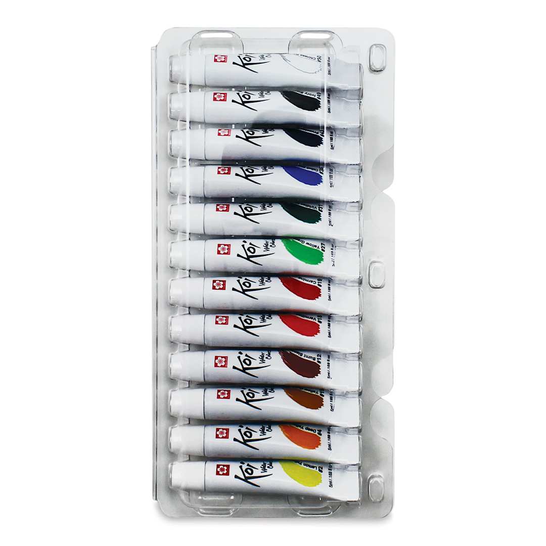 Open in modal - Sakura Koi Watercolor - Set of 12, Assorted Colors, 5 ml, Tubes (Tubes in tray)