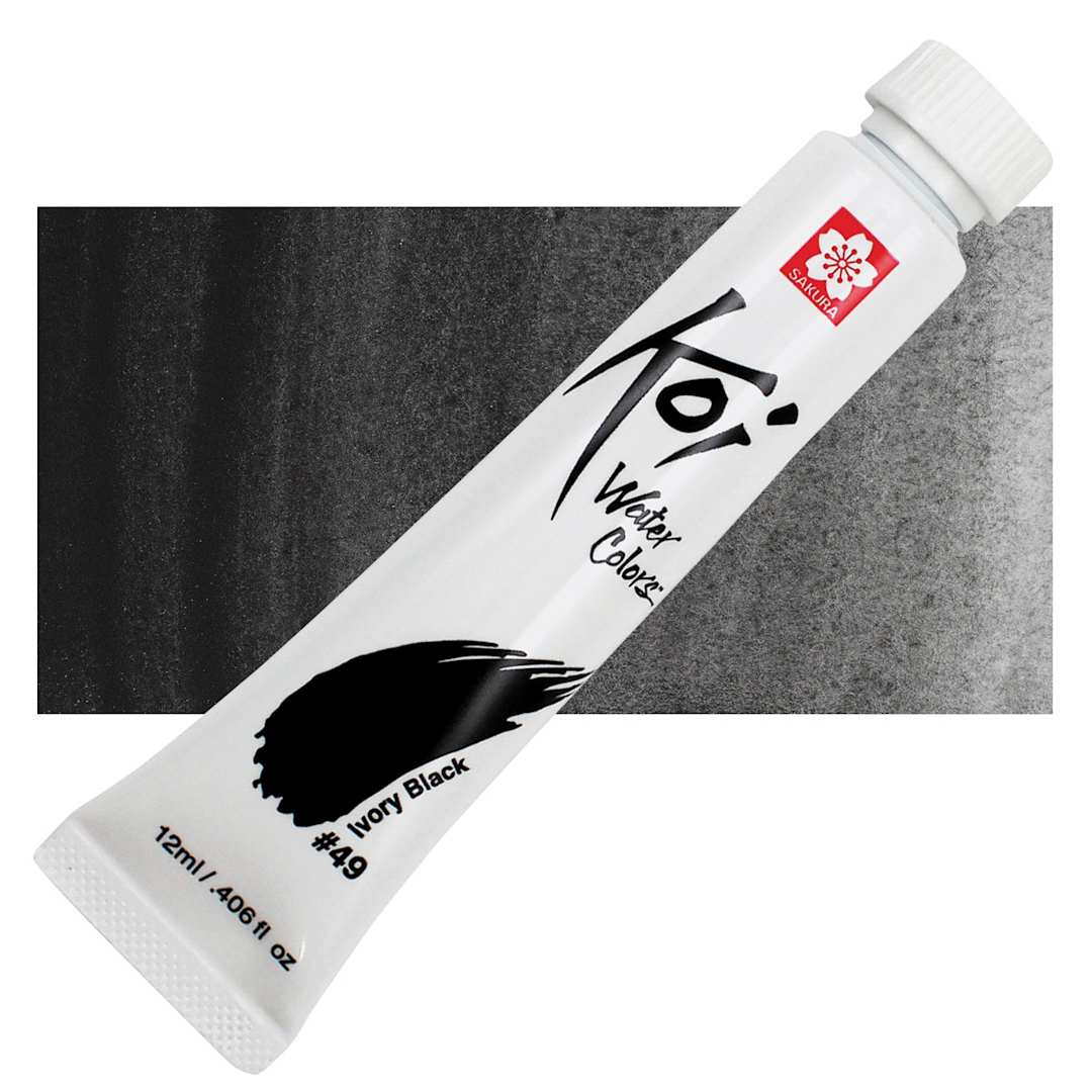 Open in modal - Sakura Koi Watercolor - Ivory Black, 12 ml Tube and swatch