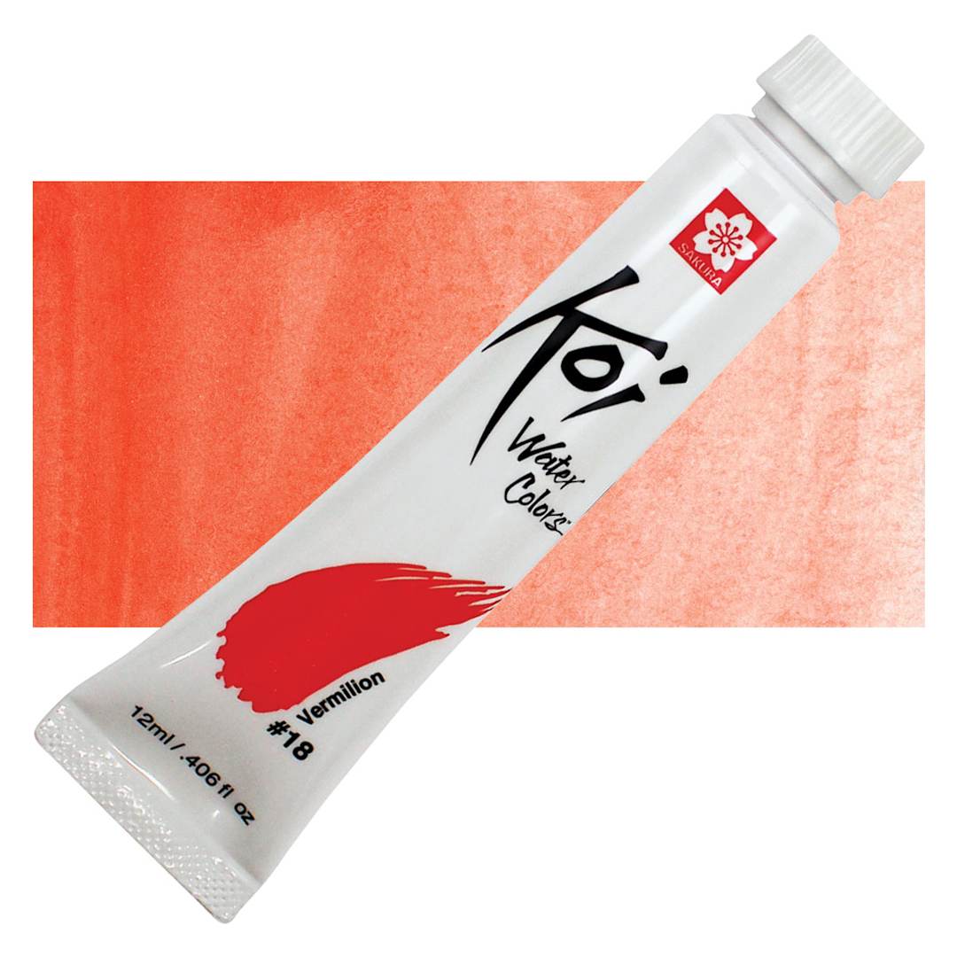 Open in modal - Sakura Koi Watercolor - Vermilion Hue, 12 ml Tube and swatch