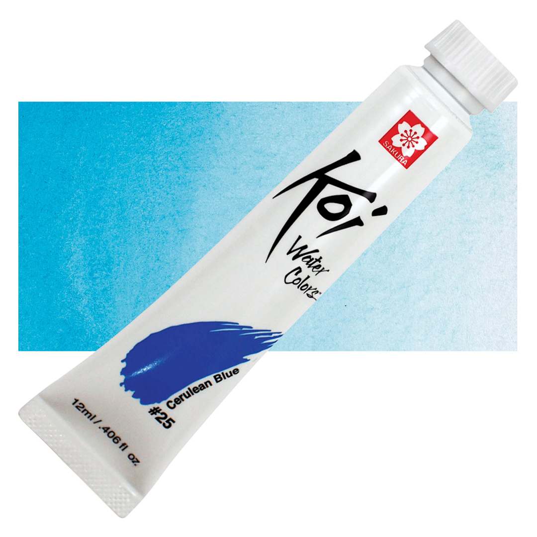 Open in modal - Sakura Koi Watercolor - Cerulean Blue, 12 ml Tube and swatch