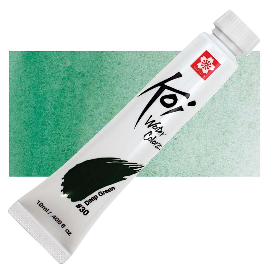 Open in modal - Sakura Koi Watercolor - Deep Green, 12 ml Tube and swatch
