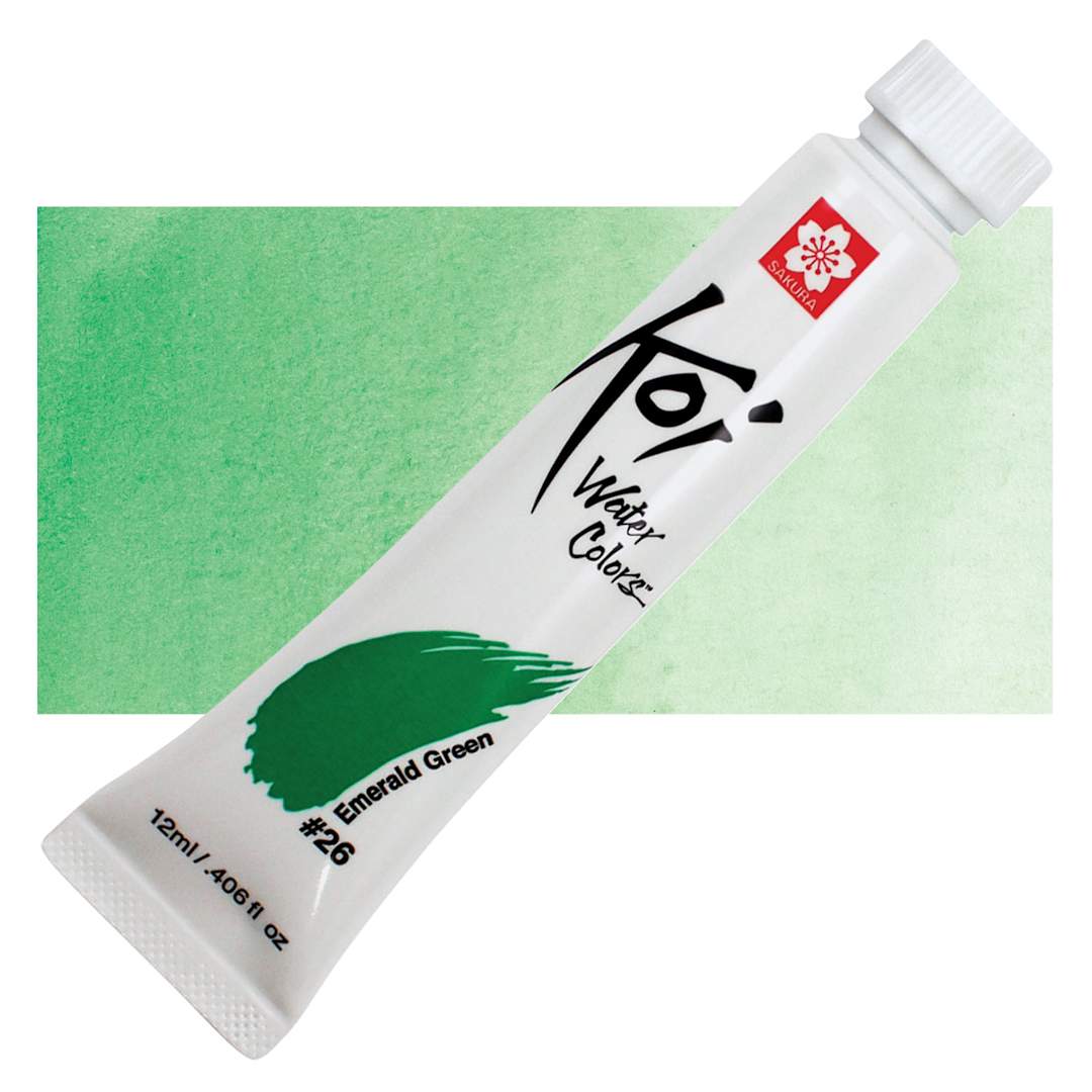 Open in modal - Sakura Koi Watercolor - Emerald Green, 12 ml Tube and swatch