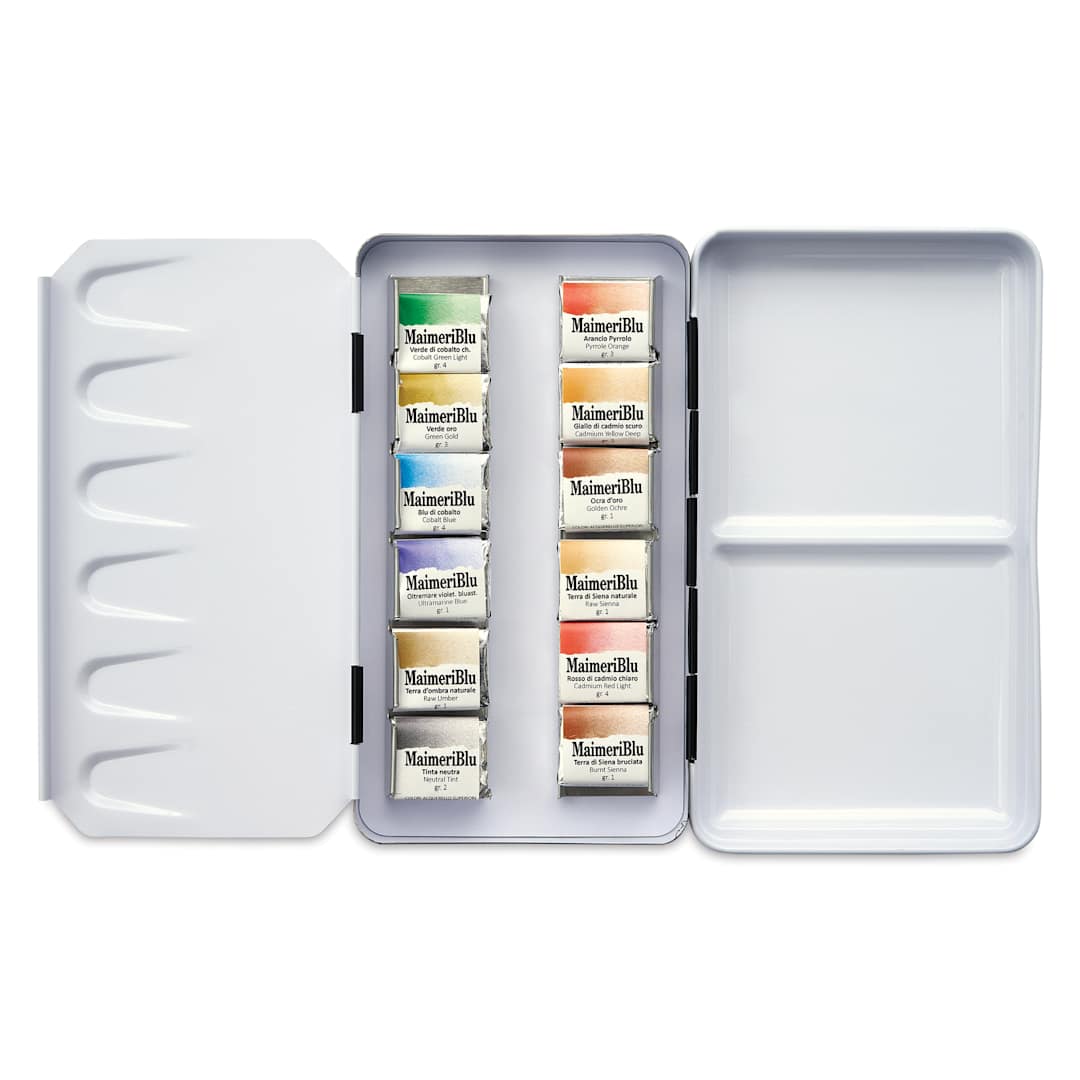 Open in modal - Maimeri Blu Half Pan Watercolors - Set of 12