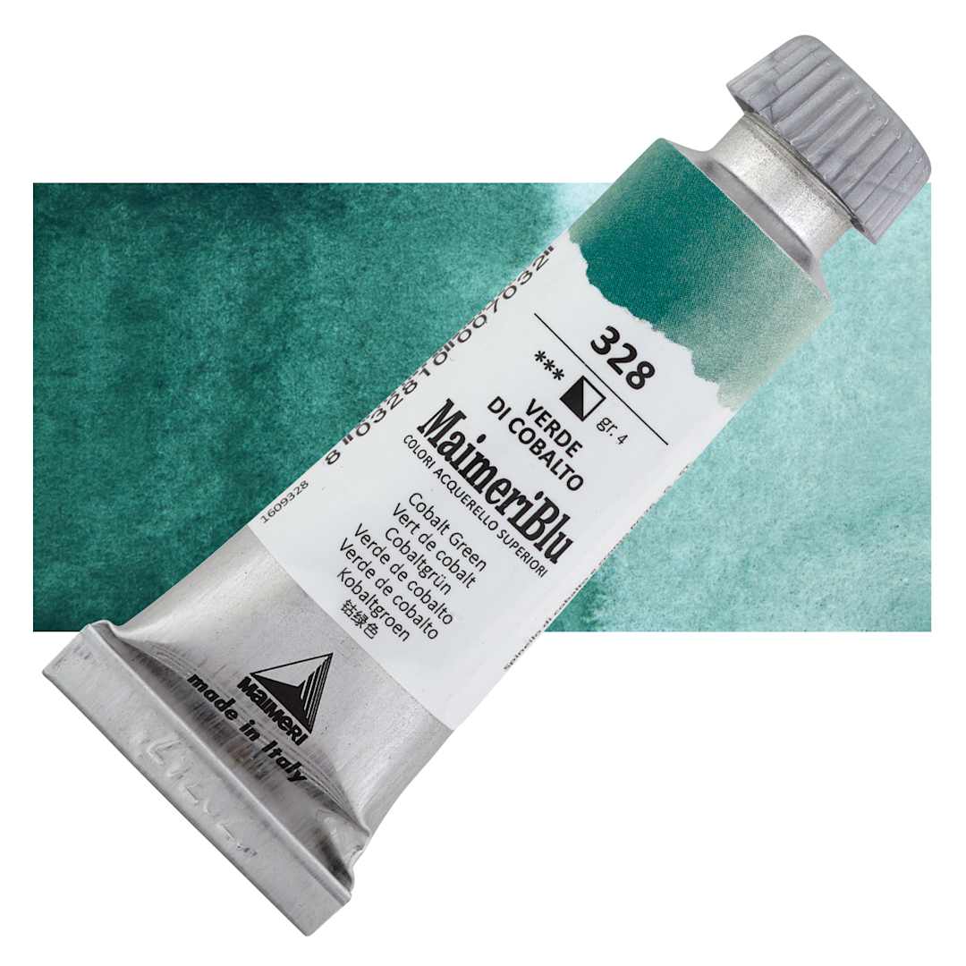 Open in modal - Maimeri Blu Artist Watercolor - Cobalt Green, 12 ml Tube and swatch