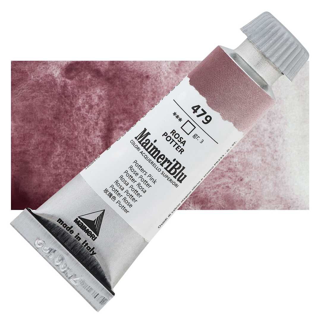 Open in modal - Maimeri Blu Artist Watercolor - Potter's Pink, 12 ml Tube and swatch