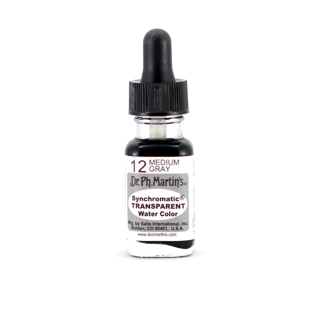 Open in modal - Dr. Ph. Martin's Synchromatic Transparent Watercolor Medium Gray 0.5 oz