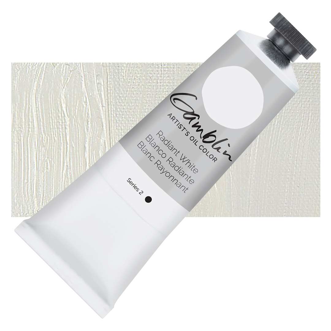 Open in modal - Gamblin Artist's Oil Color - Radiant White, 37 ml tube and swatch