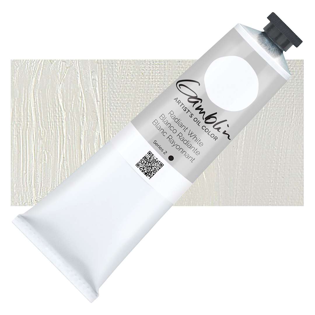 Open in modal - Gamblin Artist's Oil Color - Radiant White, 150 ml tube and swatch