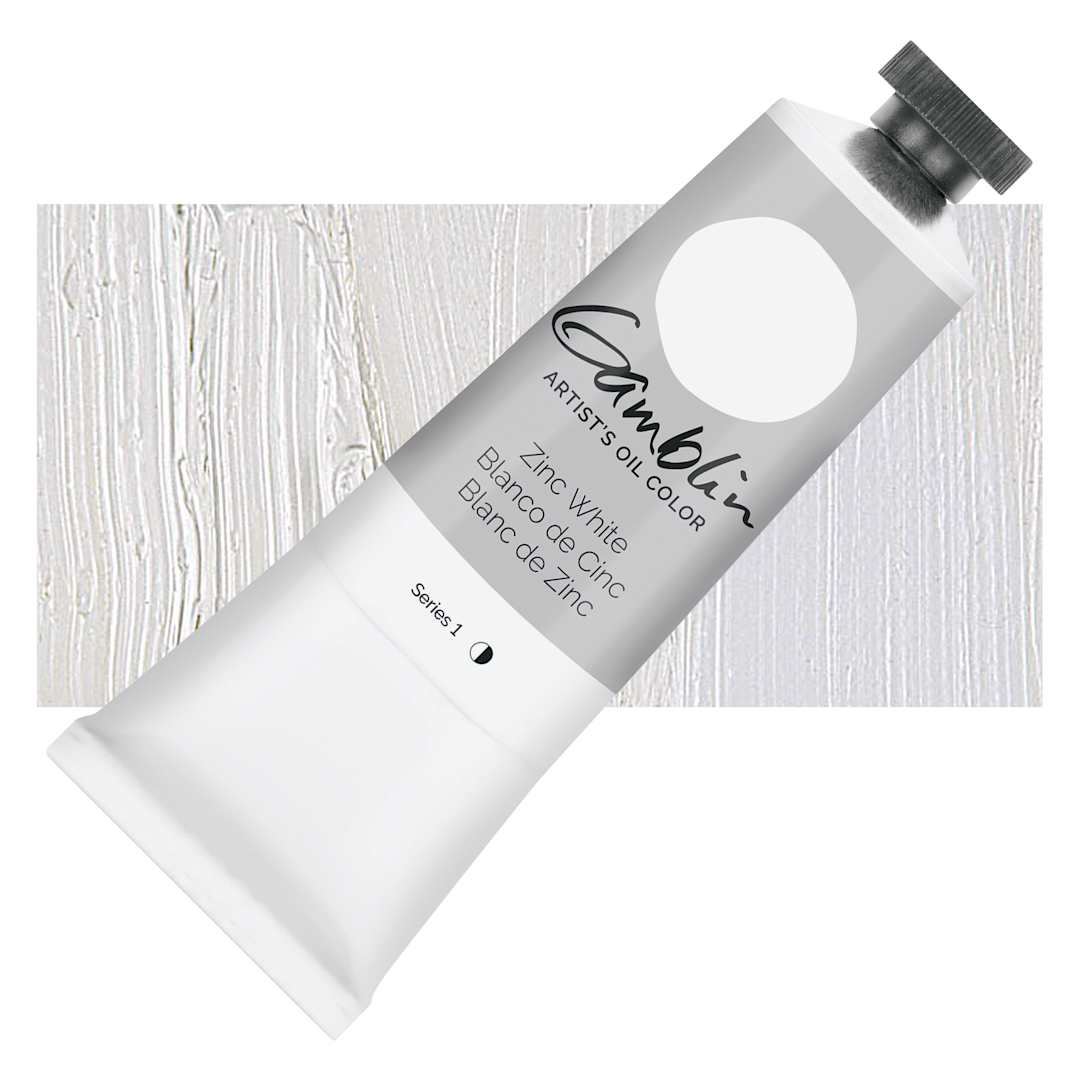 Open in modal - Gamblin Artist's Oil Color - Zinc White, 37 ml tube and swatch
