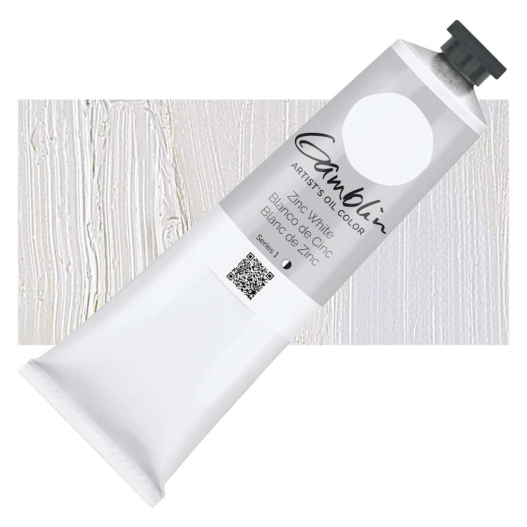 Open in modal - Gamblin Artist's Oil Color - Zinc White, 150 ml tube and swatch