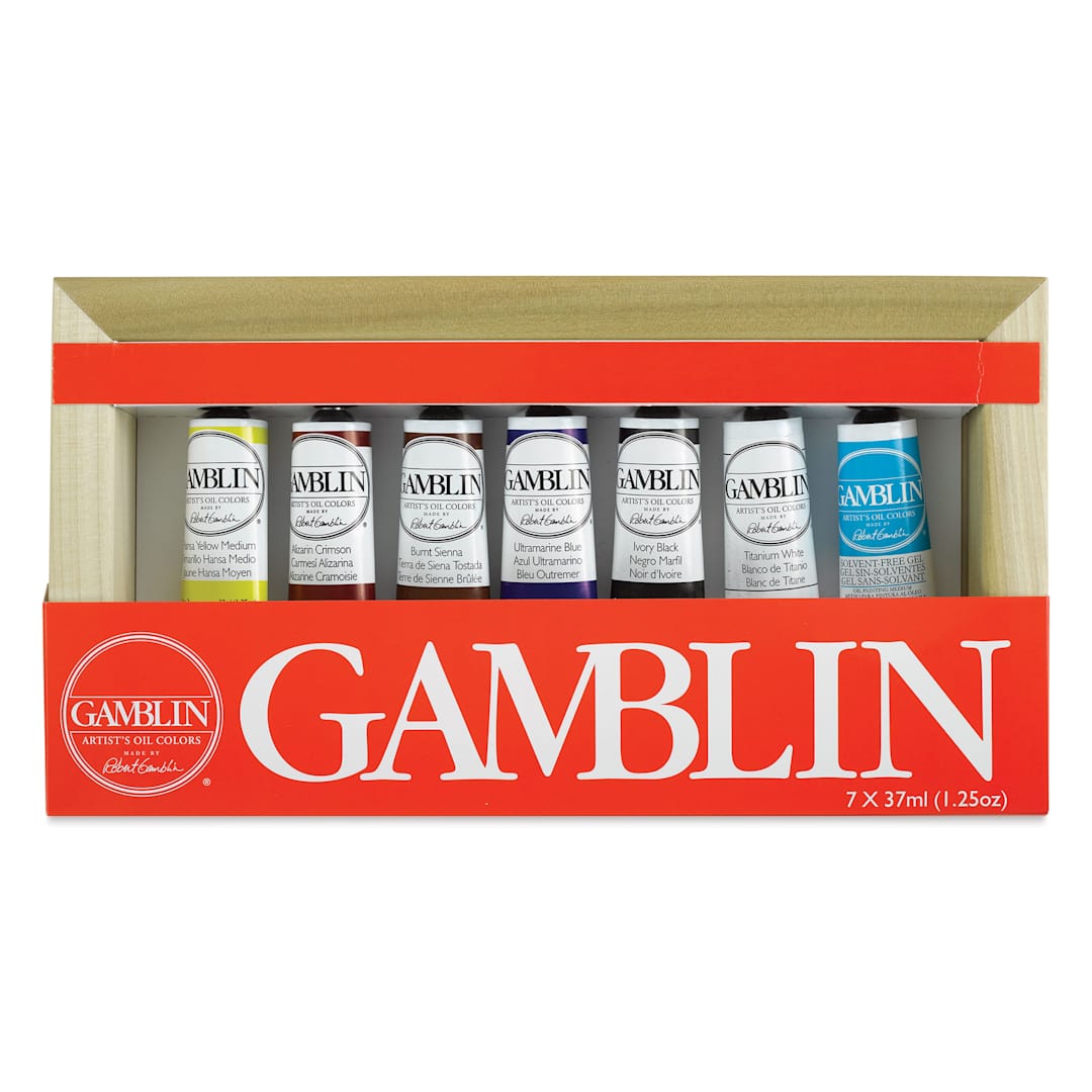 Open in modal - Gamblin Artists' Oil Color - Gift Set, Set of 7 with panel (Front of package)