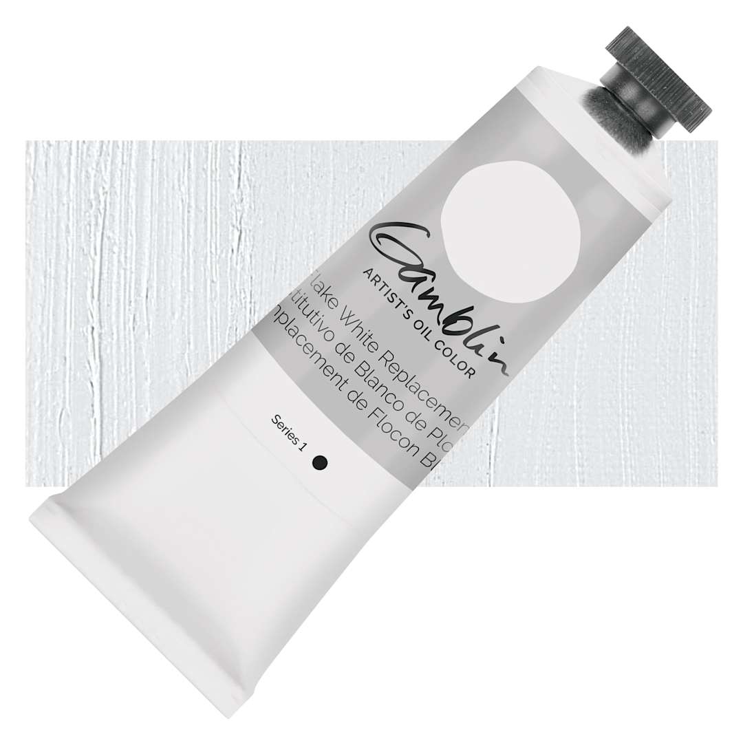 Open in modal - Gamblin Artist's Oil Color - Flake White Replacement, 37 ml tube and swatch