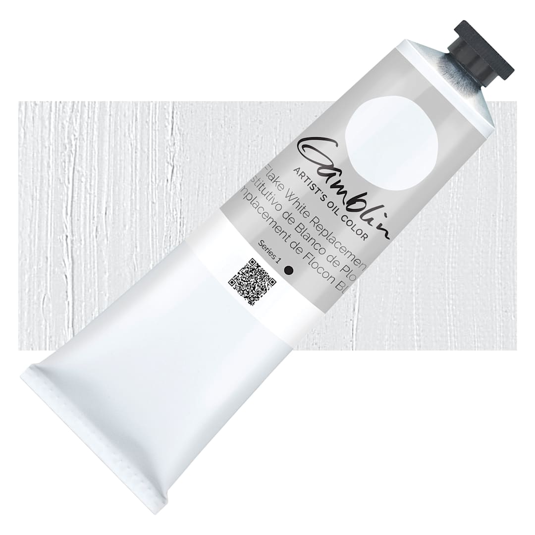 Open in modal - Gamblin Artist's Oil Color - Flake White Replacement, 150 ml tube and swatch