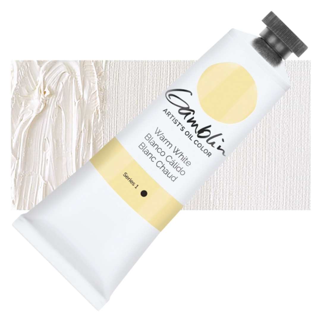 Open in modal - Gamblin Artists' Oil Color - Warm White, 37 ml tube and swatch