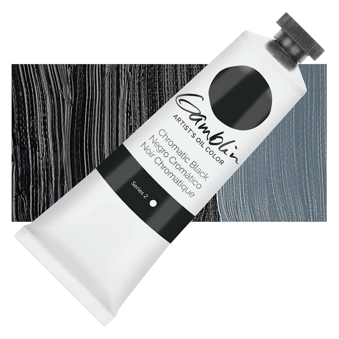 Open in modal - Gamblin Artist's Oil Color - Chromatic Black, 37 ml tube and swatch