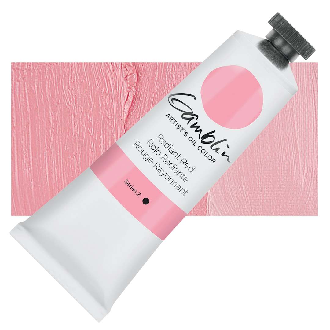 Open in modal - Gamblin Artist's Oil Color - Radiant Red, 37 ml tube and swatch