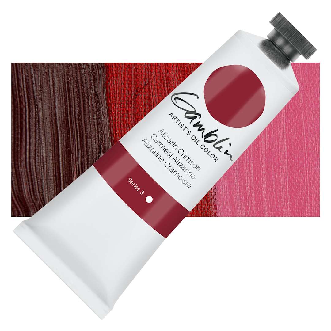 Open in modal - Gamblin Artist's Oil Color - Alizarin Crimson, 37 ml tube and swatch