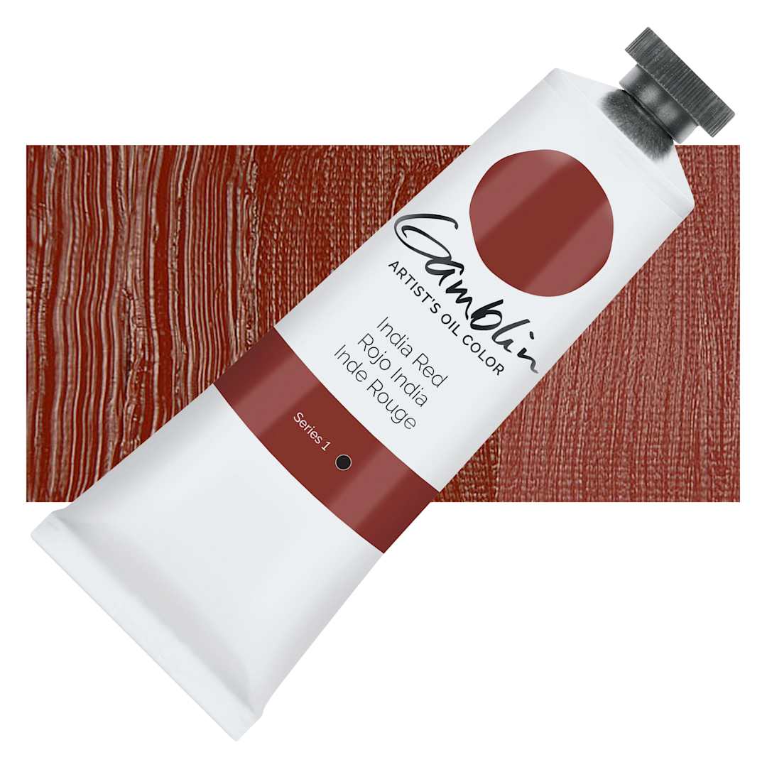 Open in modal - Gamblin Artist's Oil Color - India Red, 37 ml tube and swatch