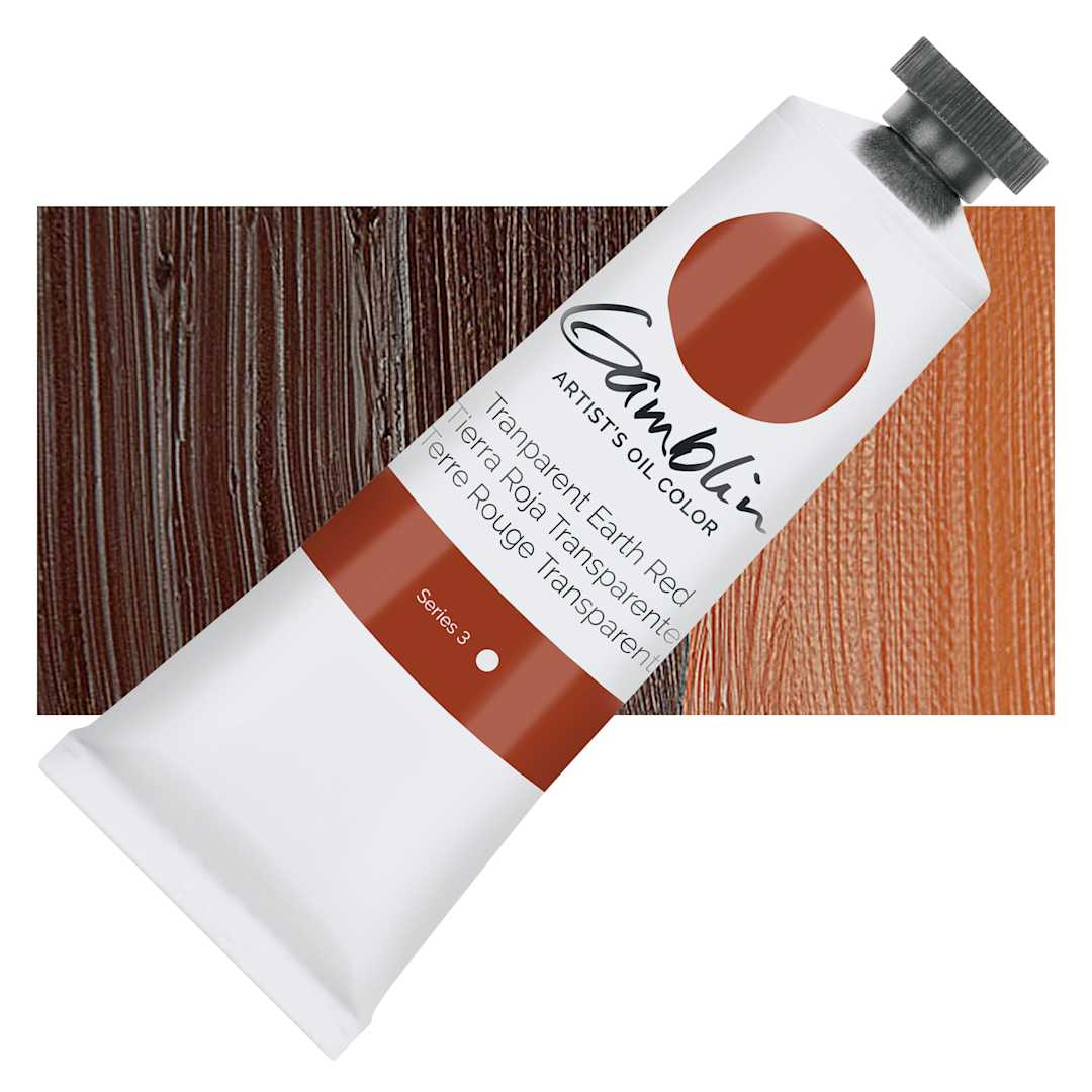 Open in modal - Gamblin Artist's Oil Color - Transparent Earth Red, 37 ml tube and swatch