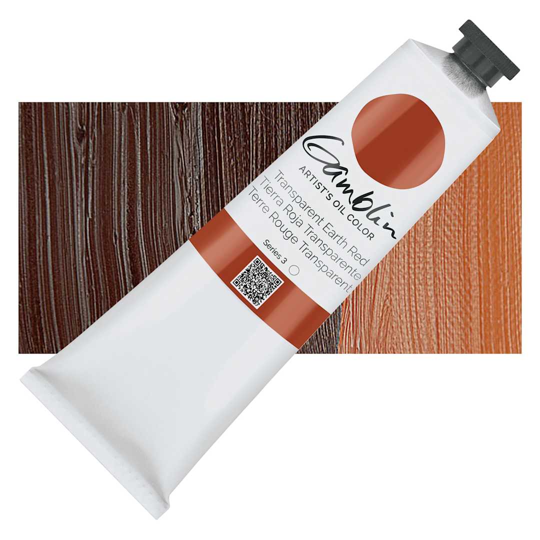 Open in modal - Gamblin Artists' Oil Color - Transparent Earth Red, 150 ml tube and swatch
