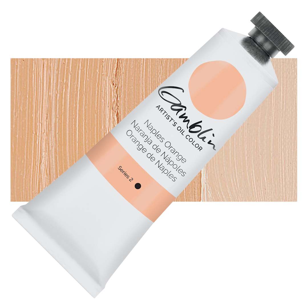 Open in modal - Gamblin Artist's Oil Color - Naples Orange, 37 ml tube and swatch