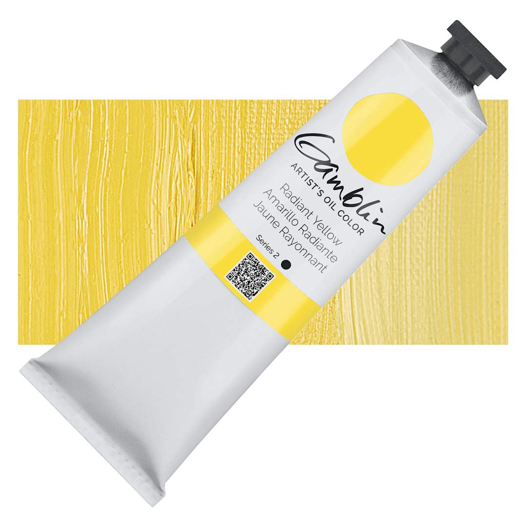 Open in modal - Gamblin Artist's Oil Color - Radiant Yellow, 150 ml tube and swatch