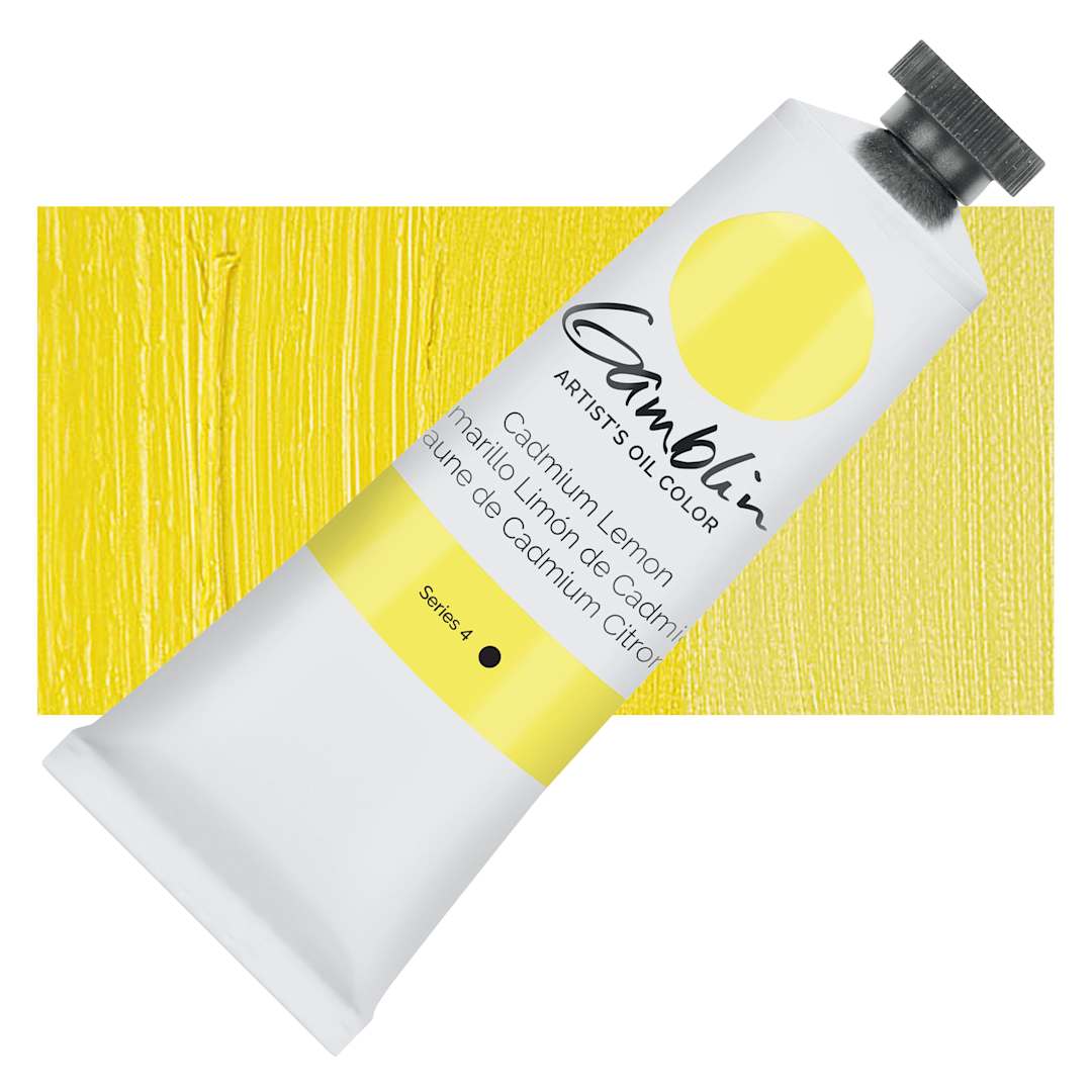 Open in modal - Gamblin Artist's Oil Color - Cadmium Lemon, 37 ml tube and swatch