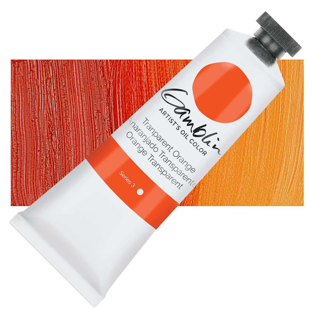 Open in modal - Gamblin Artist's Oil Color - Transparent Orange, 37 ml tube and swatch