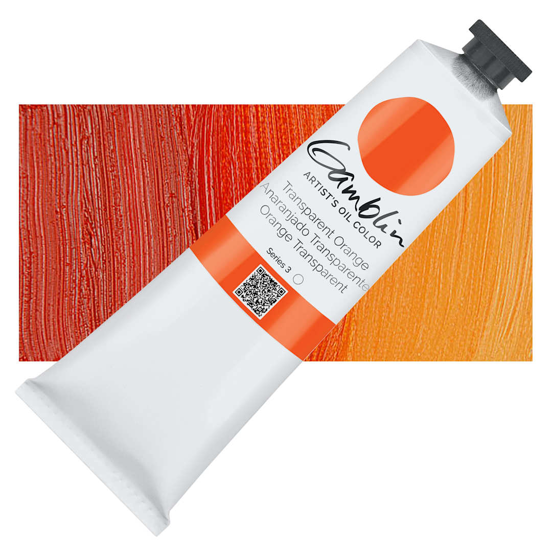 Open in modal - Gamblin Artist's Oil Color - Transparent Orange, 150 ml tube and swatch