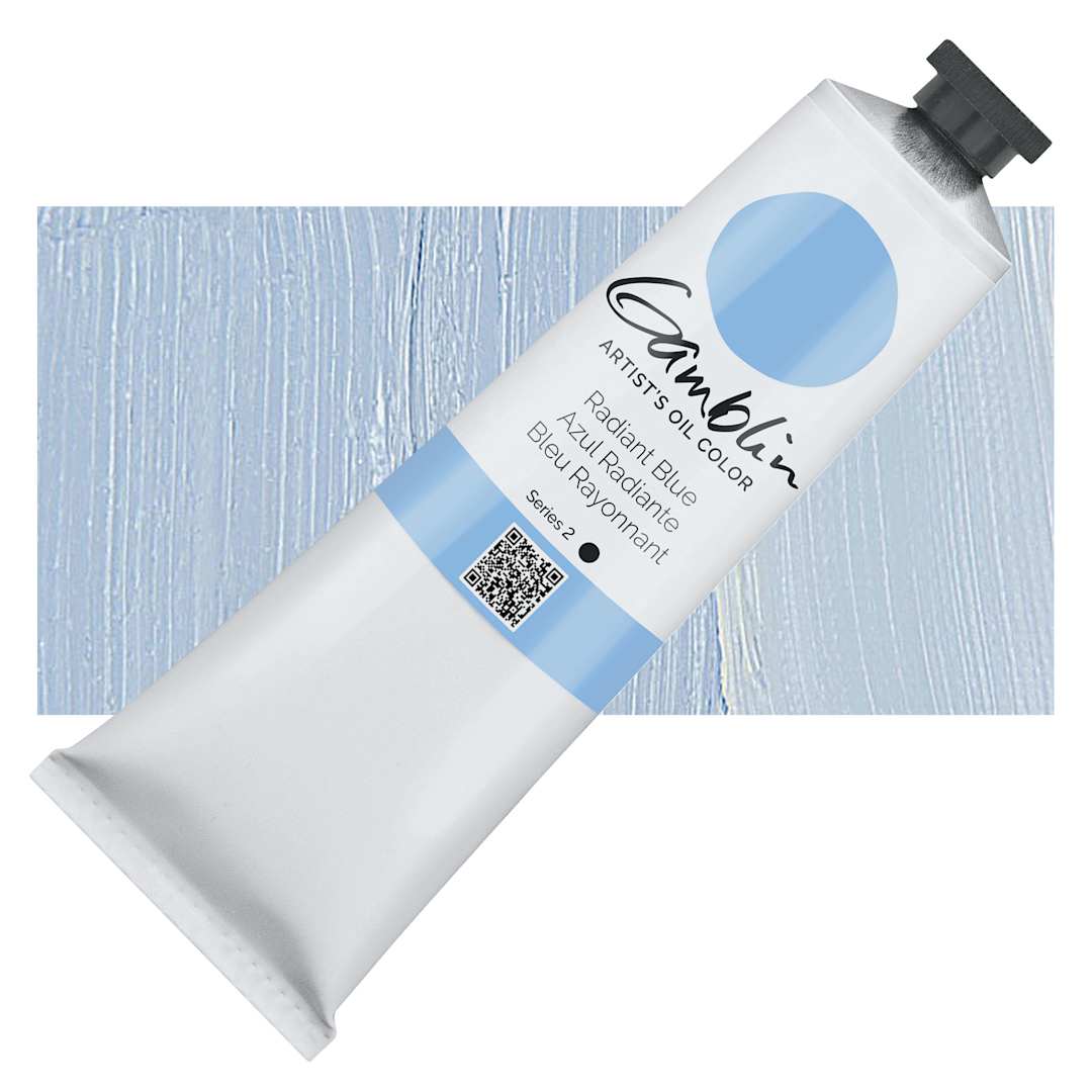 Open in modal - Gamblin Artist's Oil Color - Radiant Blue, 150 ml tube and swatch